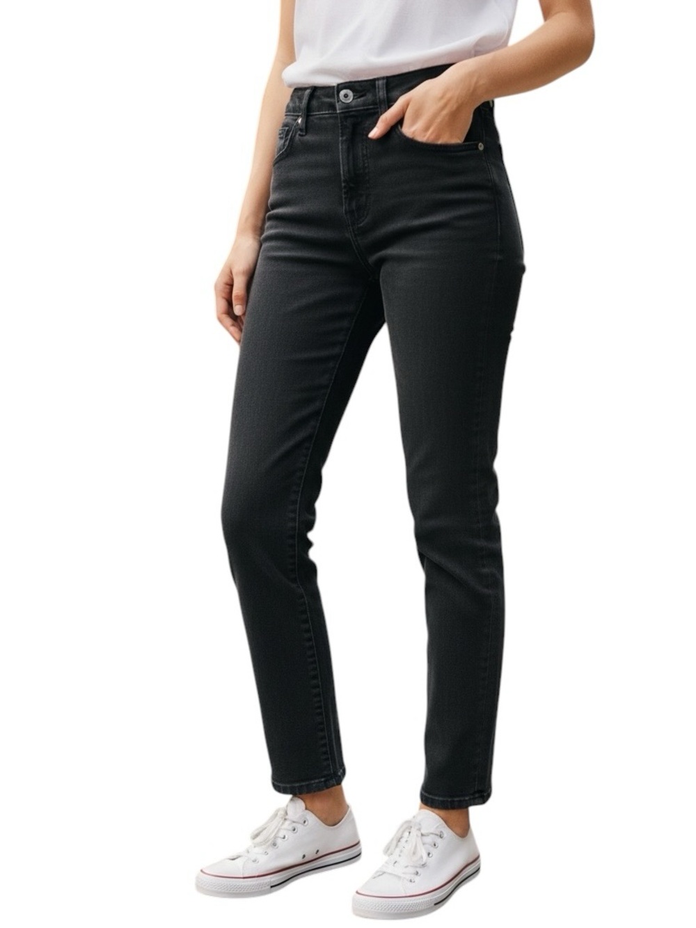 Madewell Black High-Rise Cropped Slim Jeans